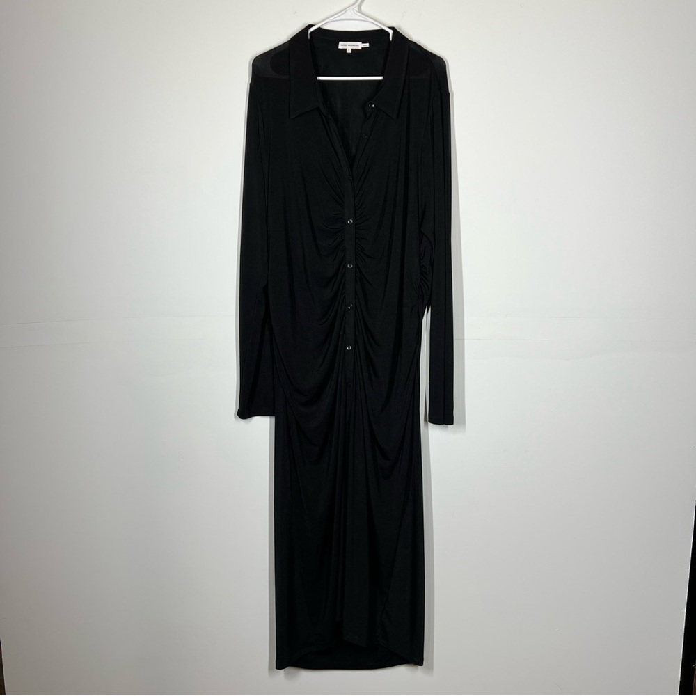 GOOD AMERICAN Black Button-Down Midi Dress - Picture 4 of 11